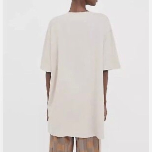 Zara fringe contrast tee beige NWT L - Picture 3 of 5